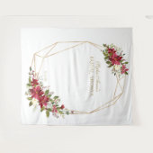 Rode Poinsettia Gouden Bruidsfeest Fotohut Prop Wandkleed (Voorkant (horizontaal))