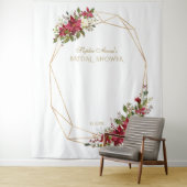 Rode Poinsettia Gouden Bruidsfeest Fotohut Prop Wandkleed (In situ)