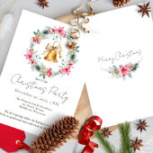 Rode Poinsettia Gouden Sneeuwvlokken Kerstkrans Kaart