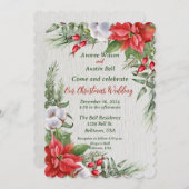Rode Poinsettia Green verlaat kerstbruiloft Kaart (Voorkant / Achterkant)