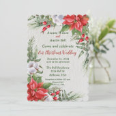 Rode Poinsettia Green verlaat kerstbruiloft Kaart (Staand voorkant)