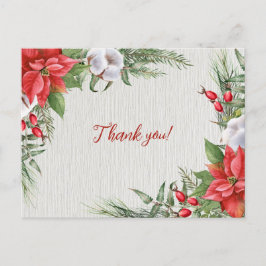 Rode Poinsettia Groene Bladeren Bruiloft Briefkaart