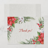 Rode Poinsettia Groene Bladeren Bruiloft  Briefkaart (Voorkant / Achterkant)