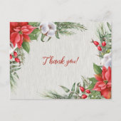 Rode Poinsettia Groene Bladeren Bruiloft  Briefkaart (Voorkant)