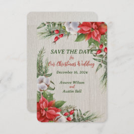 Rode Poinsettia Groene Bladeren Kerst Huwelijk Save The Date