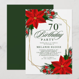 Rode Poinsettia Groene Kerst Verjaardag Kaart