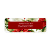 Rode Poinsettia Holly Berry Classic Kerstmis Etiket (Voorkant)