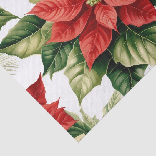 Rode Poinsettia Holly Berry Feestelijke Kerstmis Tissuepapier (Detail)