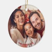 Rode Poinsettia Holly Kerstvakantie Foto Keramisch Ornament (Links)