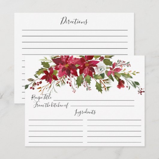 Rode Poinsettia Holly Vrijgezellenfeest Recept Kaa Briefkaart (Voorkant / Achterkant)
