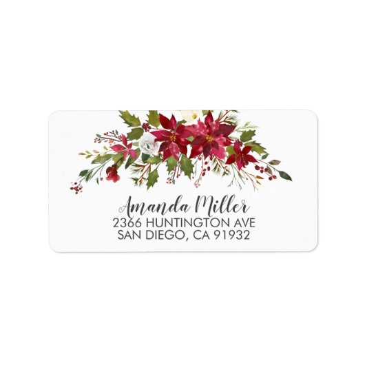 Rode Poinsettia Hulst Retouradres Etiket (Voorkant)