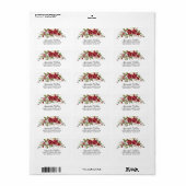 Rode Poinsettia Hulst Retouradres Etiket (Full Sheet)