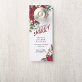 Rode Poinsettia Huwelijks Welkom Niet Storen Deurhanger (Op knop)