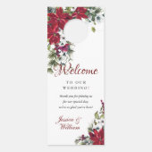 Rode Poinsettia Huwelijks Welkom Niet Storen Deurhanger (Achterkant)