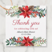Rode Poinsettia Kerst baby shower Favor Labels (Voorkant)