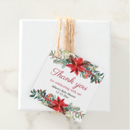 Rode Poinsettia Kerst baby shower Favor Tags Bedankjes Labels