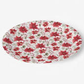 Rode poinsettia Kerst Bloemen Bessen Vakantie Papieren Bordje (Gekanteld)