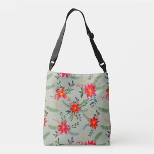 Rode Poinsettia Kerst Bloemen Crossbody Tas