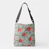 Rode Poinsettia Kerst Bloemen Crossbody Tas (Voorkant)