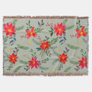 Rode Poinsettia Kerst Bloemen Deken