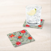 Rode Poinsettia Kerst Bloemen Kartonnen Onderzetters (Insitu)