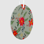 Rode Poinsettia Kerst Bloemen Ornament (voorkant)