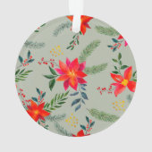 Rode Poinsettia Kerst Bloemen Ornament (achterkant)