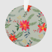 Rode Poinsettia Kerst Bloemen Ornament (voorkant)