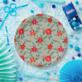 Rode Poinsettia Kerst Bloemen Papieren Bordje (Feest)