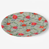 Rode Poinsettia Kerst Bloemen Papieren Bordje (Gekanteld)