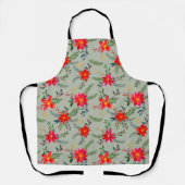 Rode Poinsettia Kerst Bloemen Schort (Voorkant)