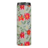 Rode Poinsettia Kerst Bloemen Thermosbeker (Achterkant)