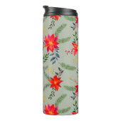 Rode Poinsettia Kerst Bloemen Thermosbeker (Geroteerd rechts)