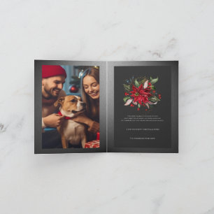 Rode Poinsettia Kerst Botanische Winter Plant 2 Kaart