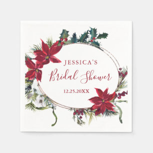 Rode Poinsettia Kerst Bruidsdouche Papieren Servet