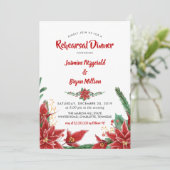 Rode Poinsettia Kerst bruiloft repetitie diner Kaart (Staand voorkant)