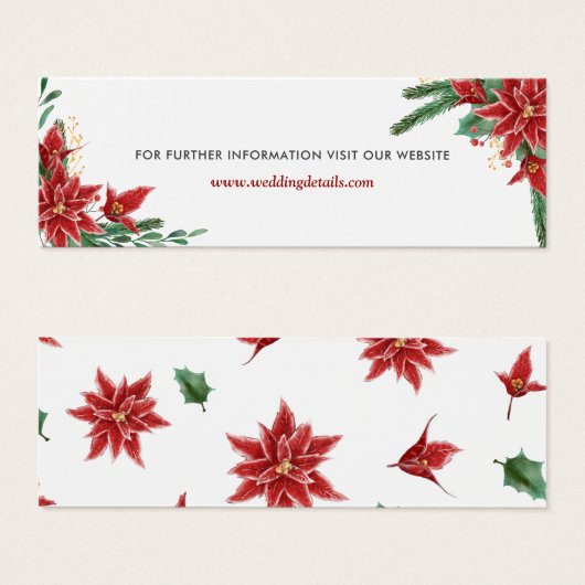 Rode Poinsettia Kerst Bruiloft Website Mini Visitekaartjes (Voorkant /achterkant)