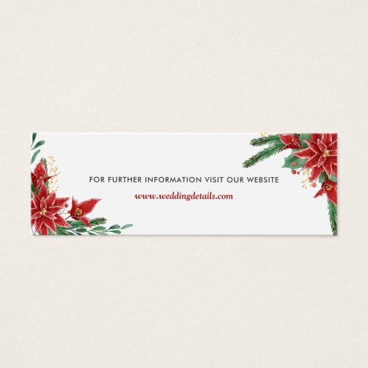 Rode Poinsettia Kerst Bruiloft Website Mini Visitekaartjes (Voorkant)