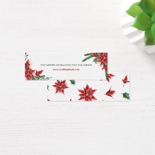 Rode Poinsettia Kerst Bruiloft Website Mini Visitekaartjes (Bureau)