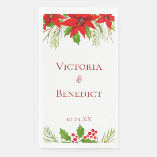 Rode Poinsettia Kerst Huwelijk Aangepast Servet