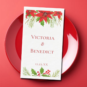 Rode Poinsettia Kerst Huwelijk Aangepast Servet