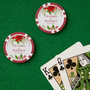 Rode Poinsettia Kerst Huwelijk Persoonlijk Poker Chips