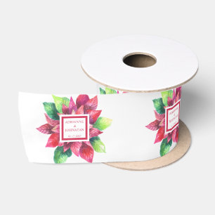 Rode Poinsettia Kerst Huwelijk Satijnen Lint