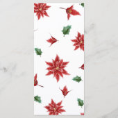 Rode Poinsettia Kerst Huwelijksmenu Menu (Achterkant)