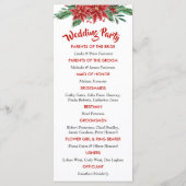 Rode Poinsettia Kerst Huwelijksprogramma Programmakaart (Achterkant)