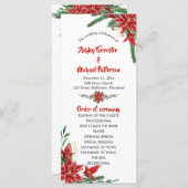 Rode Poinsettia Kerst Huwelijksprogramma Programmakaart (Voorkant / Achterkant)