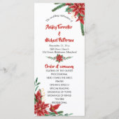 Rode Poinsettia Kerst Huwelijksprogramma Programmakaart (Voorkant)