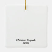 Rode Poinsettia Kerst Keepsake Keramisch Ornament (Achterkant)