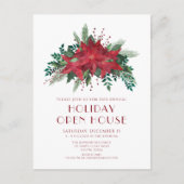 Rode Poinsettia Kerst Open Huis Uitnodiging (Voorkant)