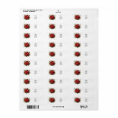 Rode Poinsettia Kerst Retouradreslabel Etiket (Full Sheet)